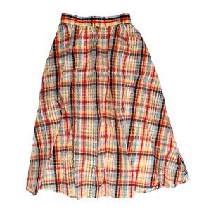 sheer organza multicolor plaid skirt (S)